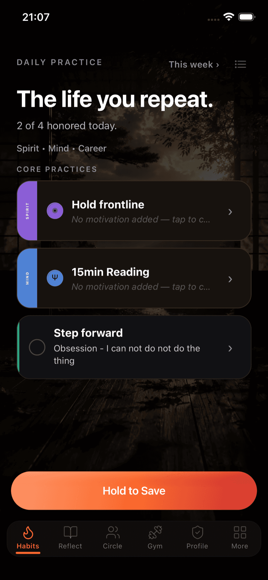 Habiter — daily practice and habits